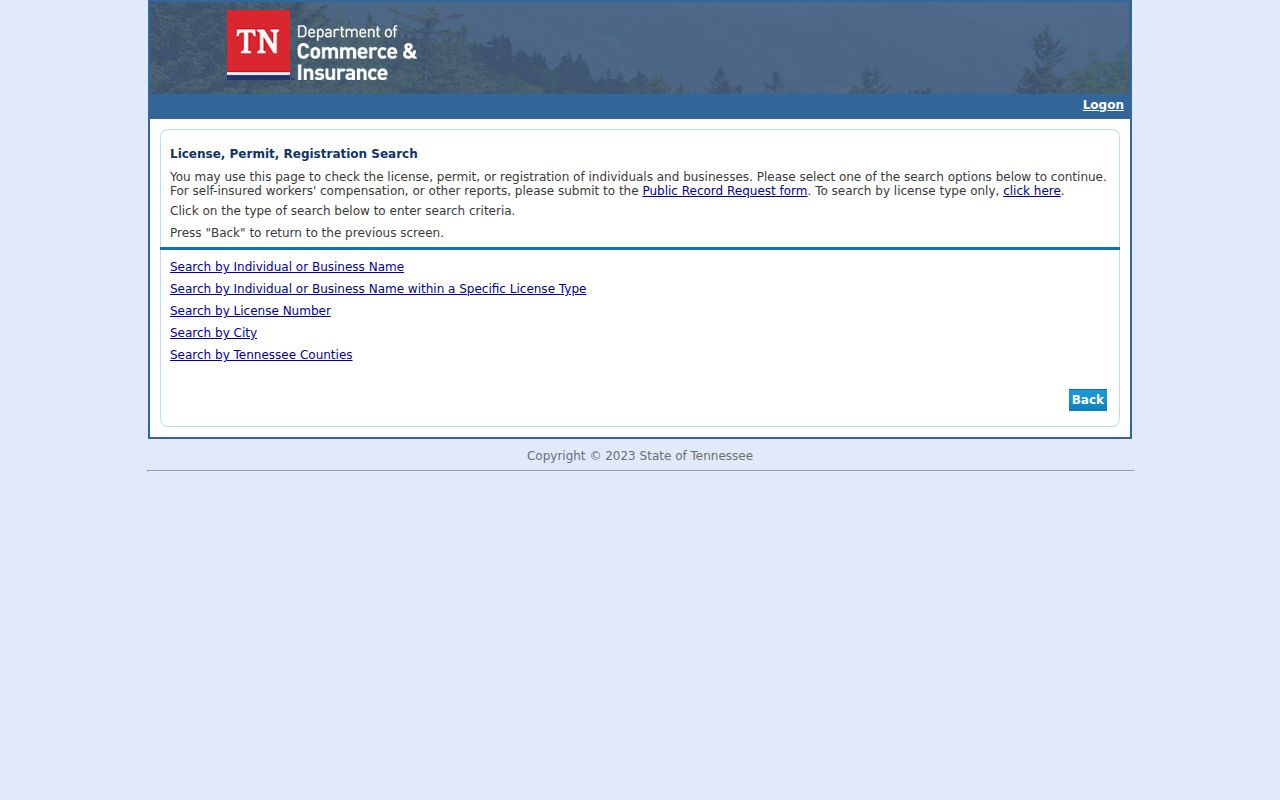 Cleveland people search modes for Tennessee professional licenses